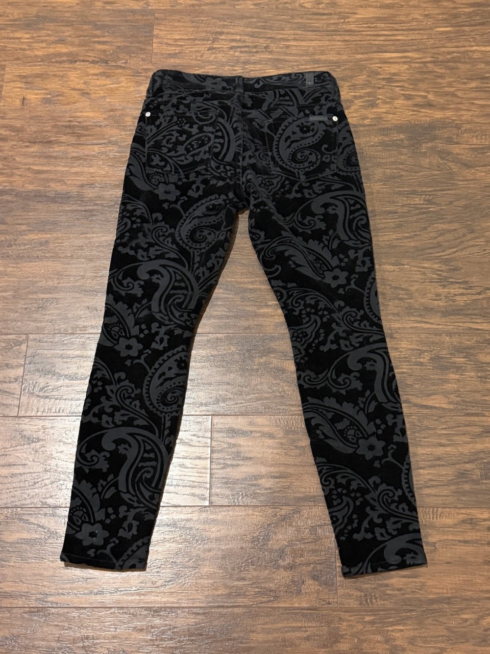 7 For All Mankind Women's Black Velour-Like Pants Size 25 - Picture 2 of 9